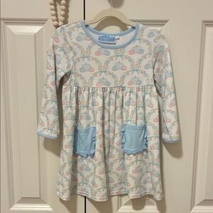 Adorable Blue and White Dress with Pumpkin Print